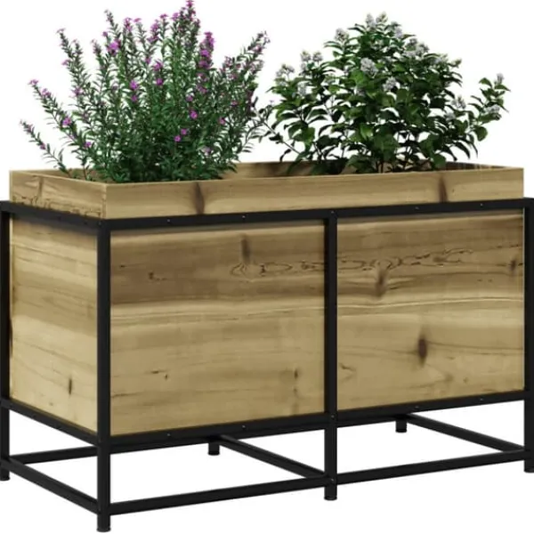 Plantningsbænke^Imprægneret fyrretræs plantekasse - Dekorativ til have og altan | Størrelse: 80x40x50 cm