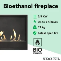 Clearance Indbygget enhed XXL bioethanol pejs - inklusive patenteret bioethanol brænder med keramisk sten - 4,5 KW varme Pejse
