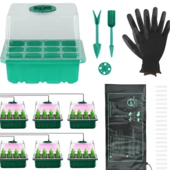 Kit Til Plante- & Urtedyrkning^Indendørs Drivhus Formidler, LED Belysning, Varme Matte Inkluderet,grøn