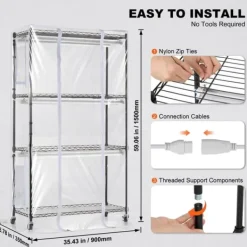 Drivhus^Indendørs drivhus med Grow Light 4 etager, 180W, 59,1, planteregale, optimal belysning, hurtig vækst.