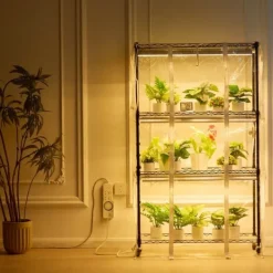 Drivhus^Indendørs drivhus med Grow Light 4 etager, 180W, 59,1, planteregale, optimal belysning, hurtig vækst.