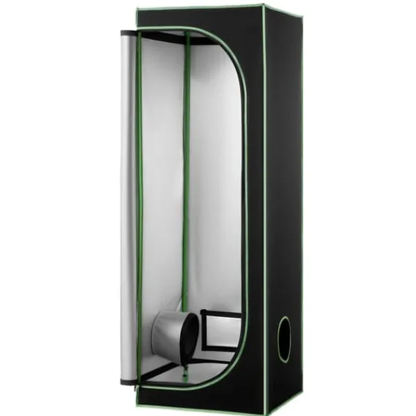 Drivhus^Indendørs Growtelt - Dyrkningstelt - 60 x 60 x 180 cm - 600D Stof & Højreflekterende Folie - Observationsvindue - Aftagelig Gulvbakke - Tæt Lynlås