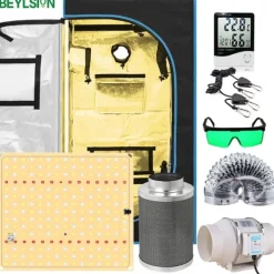 Discount Indendørs Væksttelt Sæt, 850W Fuldspektret LED Lys, Dæmpbar med IR- og UV-funktioner,80x80x160CM Sæt Kit Til Plante- & Urtedyrkning