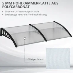 Buer, Spalier, Lysthuse Uden Tag^Indgangsbaldakin 200×96×27 cm med UV-beskyttelse – aluminium, sort