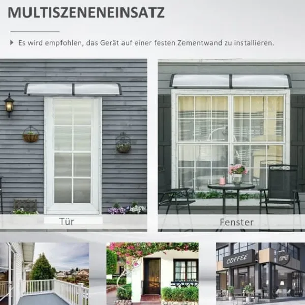 Buer, Spalier, Lysthuse Uden Tag^Indgangsbaldakin 200×96×27 cm med UV-beskyttelse – aluminium, sort