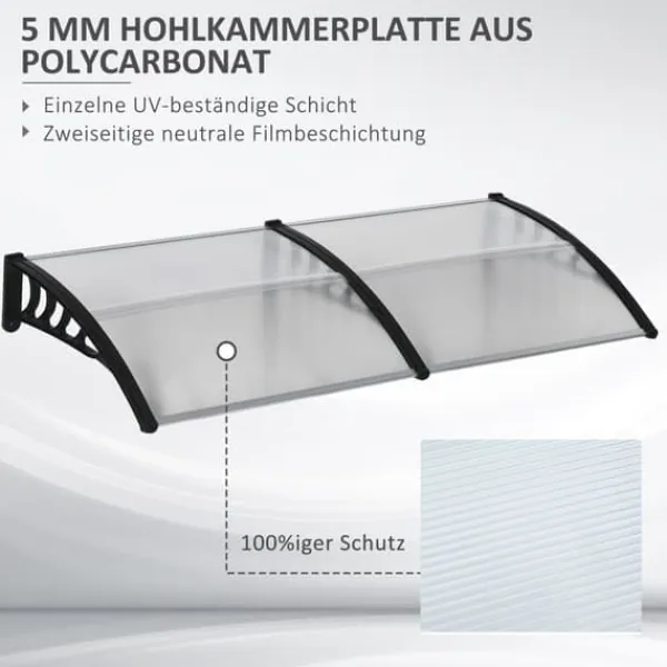 Sale Indgangsbaldakin 200×96×27 cm med UV-beskyttelse – aluminium, sort Buer, Spalier, Lysthuse Uden Tag