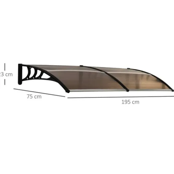 Outlet Indgangsoverdækning 75×195×23 cm – polycarbonat, sol- og regnbeskyttelse, brun Skure, Garager & Carports