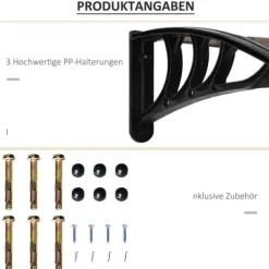 Outlet Indgangsoverdækning 75×195×23 cm – polycarbonat, sol- og regnbeskyttelse, brun Skure, Garager & Carports
