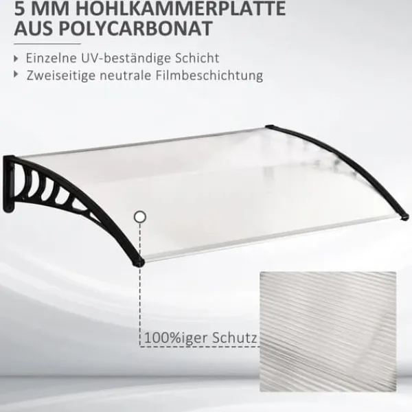 Telte & Lysthuse^Indgangsoverdækning 89×122 cm – polycarbonat buet tag, UV-beskyttelse, hvid