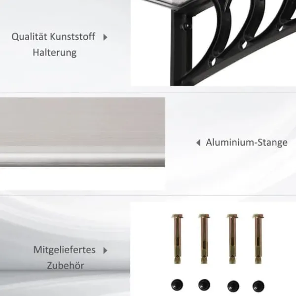 Telte & Lysthuse^Indgangsoverdækning 89×122 cm – polycarbonat buet tag, UV-beskyttelse, hvid
