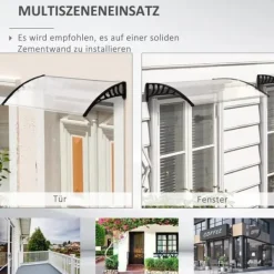 Telte & Lysthuse^Indgangsoverdækning 89×122 cm – polycarbonat buet tag, UV-beskyttelse, hvid