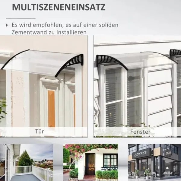 Telte & Lysthuse^Indgangsoverdækning 89×122 cm – polycarbonat buet tag, UV-beskyttelse, hvid