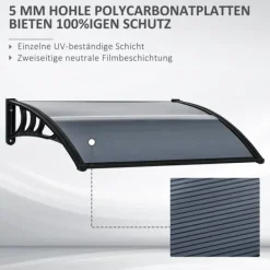 Skure, Garager & Carports^Indgangstag 100×75 cm – aluminium/polycarbonat, UV-beskyttelse, sort