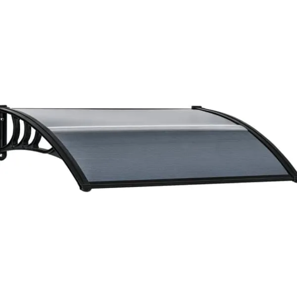 Outlet Indgangstag 100×75 cm – aluminium/polycarbonat, UV-beskyttelse, sort Skure, Garager & Carports