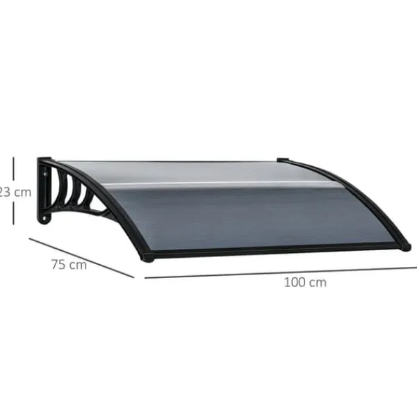 Outlet Indgangstag 100×75 cm – aluminium/polycarbonat, UV-beskyttelse, sort Skure, Garager & Carports