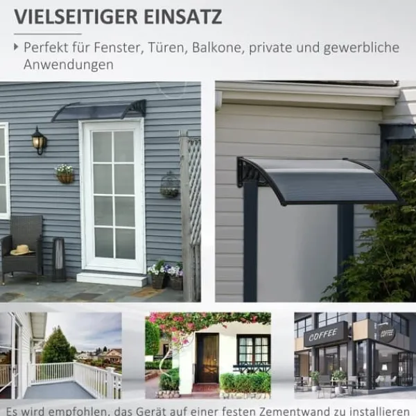 Outlet Indgangstag 100×75 cm – aluminium/polycarbonat, UV-beskyttelse, sort Skure, Garager & Carports