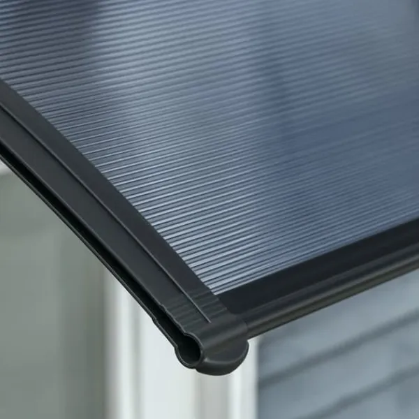 Outlet Indgangstag 100×75 cm – aluminium/polycarbonat, UV-beskyttelse, sort Skure, Garager & Carports
