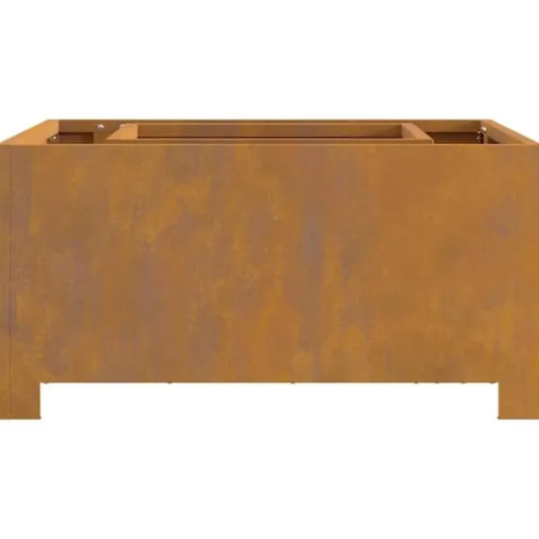 Best Industriel Bålplads i Stål - Udendørs Bålsted | Størrelse: 60x60x30 cm | Farve: Brun Pejse