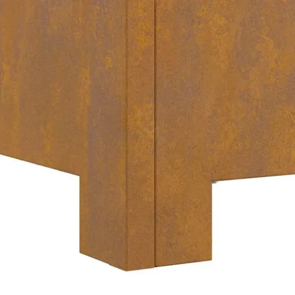 Best Industriel Bålplads i Stål - Udendørs Bålsted | Størrelse: 60x60x30 cm | Farve: Brun Pejse