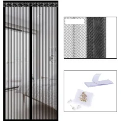 Insektmiddel & Dyreafvisende Middel^INF Magnetisk skærmdørsgardin, stribet polyester, 9 par spænder, 80 cm x 200 cm
