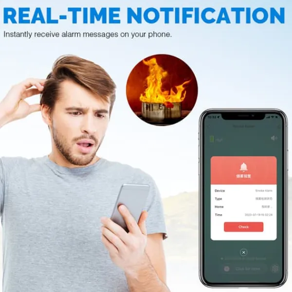 Brandalarm^INF Smart WiFi Røgdetektor / Brandalarm med 3 års batterilevetid Hvid 0
