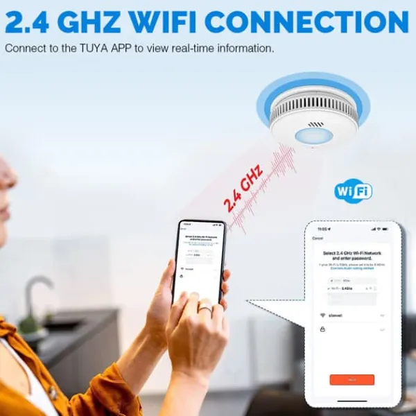 Brandalarm^INF Smart WiFi Røgdetektor / Brandalarm med 3 års batterilevetid Hvid 0