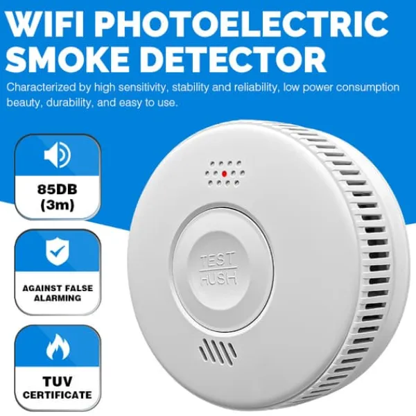 Brandalarm^INF Smart WiFi Røgdetektor / Brandalarm med 3 års batterilevetid Hvid 0