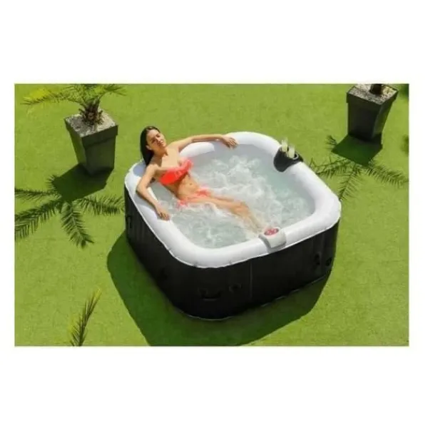 Spa & Udendørsbad^Inflatable Spa Sunspa Firkantet Sort 4 personer (155 x 155 x 65 cm)