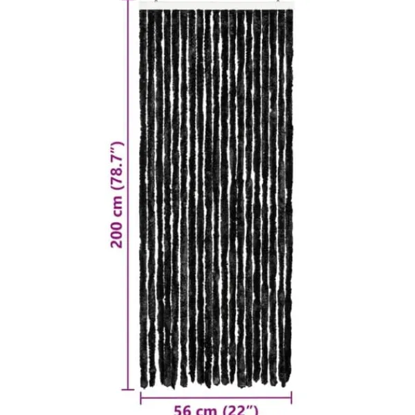 Insektmiddel & Dyreafvisende Middel^Insektgardin i chenille - Flue- og myggefrit | Farve: Antracitgrå | Størrelse: 56x200 cm