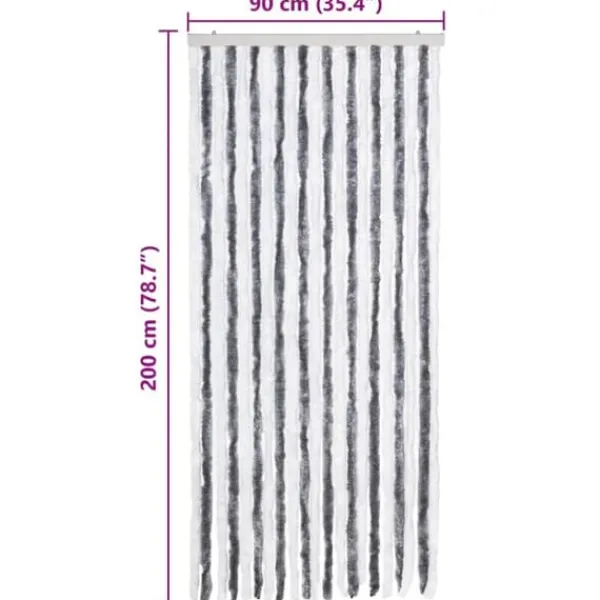 Sale Insektgardin i chenille grå/hvid - Aftageligt og vandafvisende | Størrelse: 90x200 cm Insektmiddel & Dyreafvisende Middel