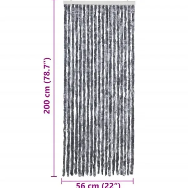 Insektmiddel & Dyreafvisende Middel^Insektgardin med chenilletråde - Myggenet til dør | Størrelse: 56x200 cm | Farve: Sølv