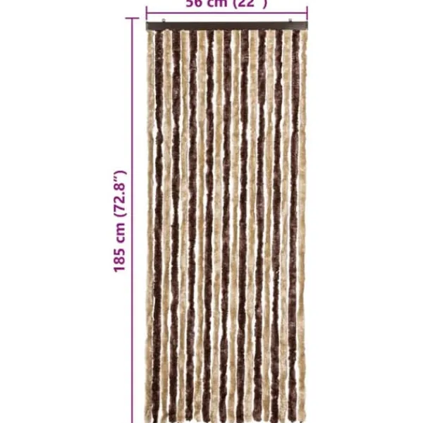 Insektgardin med chenilletråde - Ideelt til campingvogn | Farve: Beige/Lysebrun | Størrelse: 56 x 185 cm Insektmiddel & Dyreafvisende Middel
