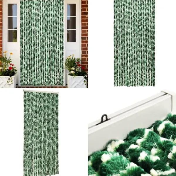 Outlet Insektgardin 100x220 cm chenille grøn og hvid - Insektgardin - Insektgardiner - Home & Living Insektmiddel & Dyreafvisende Middel
