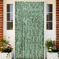 Outlet Insektgardin 100x220 cm chenille grøn og hvid - Insektgardin - Insektgardiner - Home & Living Insektmiddel & Dyreafvisende Middel