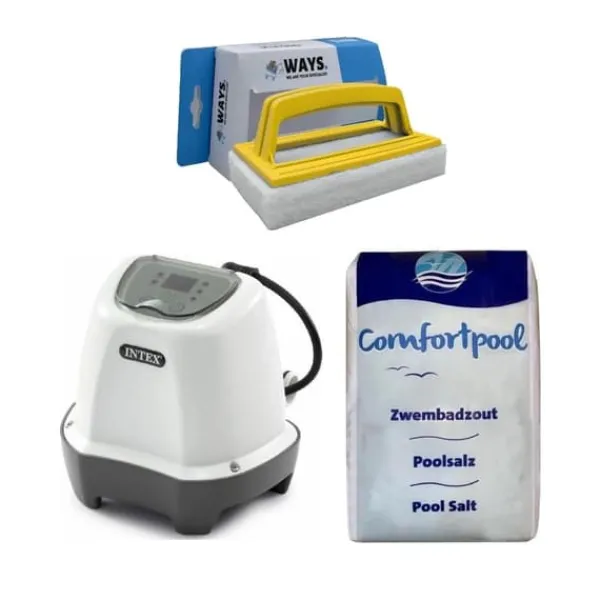Outlet Intex - Saltvandssystem 26662GS & Poolsalt 20 kg &WAYS skrubbebørste Pool- & Spatilbehør
