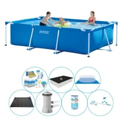 Pooler^Intex Frame Pool Rektangulær 300x200x75 cm - Alt i 1 poolsæt
