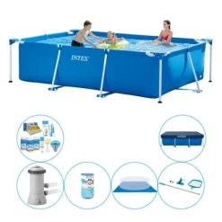 Pooler^Intex Frame Pool Svømmebassin - 300 x 200 x 75 cm - Med tilbehør