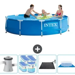 Pooler^Intex Round Frame Swimming Pool - 305 x 76 cm - Blå - Inklusive Tilbehør CB91