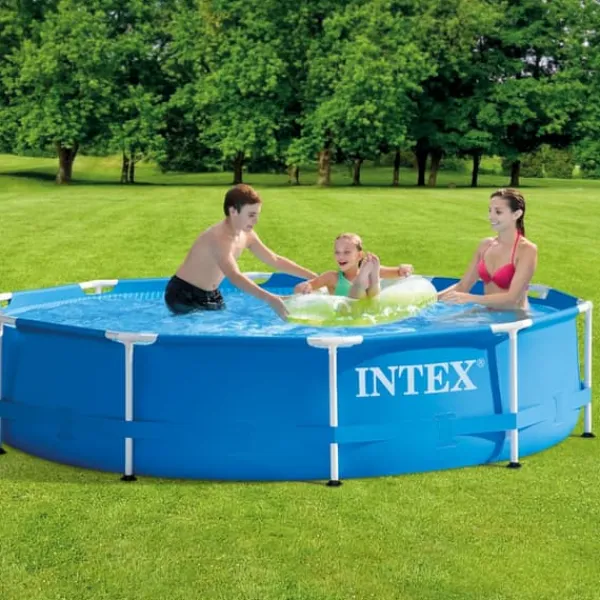 Pooler^Intex Round Frame Swimming Pool - 305 x 76 cm - Blå - Inklusive Tilbehør CB91