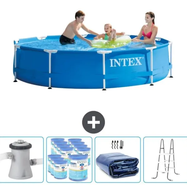 Pooler^Intex Round Frame Swimming Pool - 305 x 76 cm - Blå - Inklusive Tilbehør CB95