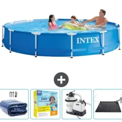 Pooler^Intex Round Frame Swimming Pool - 366 x 76 cm - Blå - Inkluderet tilbehør CB69