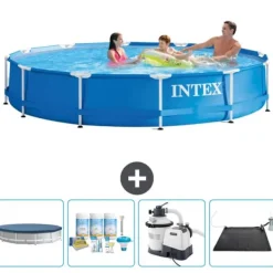 Pooler^Intex Round Frame Swimming Pool - 366 x 76 cm - Blå - Inkluderet tilbehør CB62