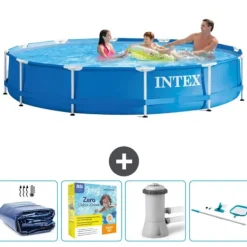 Pooler^Intex Round Frame Swimming Pool - 366 x 76 cm - Blå - Inkluderet tilbehør CB14