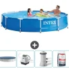 Pooler^Intex Round Frame Swimming Pool - 366 x 76 cm - Blå - Inkluderet tilbehør CB53