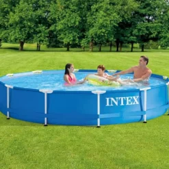 Discount Intex Round Frame Swimming Pool - 366 x 76 cm - Blå - Inkluderet tilbehør CB11 Pooler