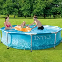 Pooler^Intex Round Frame Swimming Pool - 305 x 76 cm - Vandprint - Inkluderet tilbehør CB13