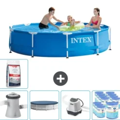 Pooler^Intex Round Frame Swimming Pool - 305 x 76 cm - Blå - Inklusive Tilbehør CB55