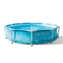 Pooler^Intex Round Frame Swimming Pool - 305 x 76 cm - Vandprint - Inkluderet tilbehør CB80