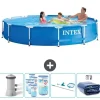 Pooler^Intex Round Frame Swimming Pool - 366 x 76 cm - Blå - Inklusive Tilbehør CB93