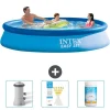 Best Intex rund oppustelig let sæt swimmingpool - 366 x 76 cm - Blå - Inkluderet tilbehør CB73 Pooler